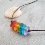 Hawaii is called "Rainbow State", bring home some Hawaii Rainbow with this sea glass "Choker" necklace, (Hawaii Gift Wrapped)