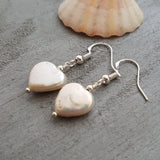 Hawaiian Jewelry Pearl Unique Earrings, Natural Pearl Heart Earrings, Beach Jewelry Birthday Gift For Women (June Birthstone Jewelry Gift)