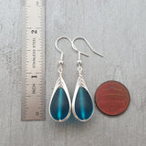 Hawaiian Jewelry Sea Glass Earrings, Braided Teal Earrings Teardrop Earrings, Sea Glass Jewelry For Women Unique Earrings Beach Jewelry