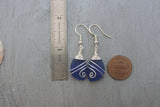 Hawaiian Jewelry Sea Glass Earrings, Top Wire Cobalt Blue Earrings, Fun Beach Jewelry For Women Birthday Gift (September Birthstone Jewelry)