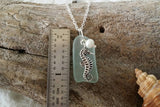 Handmade in Hawaii, Seafoam sea glass necklace, Sea horse charm, Natural pearl,    Hawaii beach jewelry gift