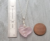 Hawaiian Jewelry Sea Glass Necklace, Wire Heart Necklace Pink Necklace, Sea Glass Jewelry Beach Jewelry Birthday Gift (October Birthstone)