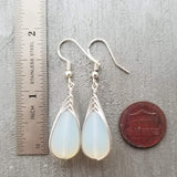 Hawaiian Jewelry Sea Glass Earrings, Braide Moonstone Earrings Teardrop Earrings, Beach Jewelry Birthday Gift For Women (June Birthstone)