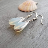 Hawaiian Jewelry Sea Glass Earrings, Braide Moonstone Earrings Teardrop Earrings, Beach Jewelry Birthday Gift For Women (June Birthstone)